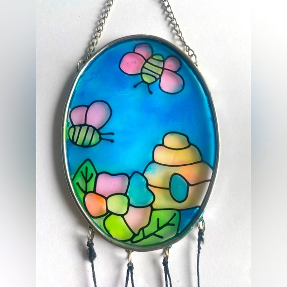 Stained Glass Butterflies Bee Hive Flower 13”inch‎ Wind Chime - Picture 6 of 11